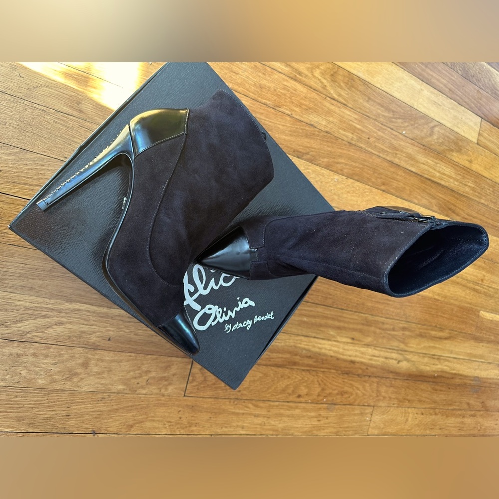 Alice and Olivia by Stacey Bendet Diametrie Suede Booties.
